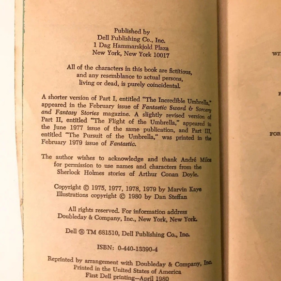 1980 The  Incredible Umbrella by Marvin Kaye Dell Fantasy Paperback - Picture 11 of 16